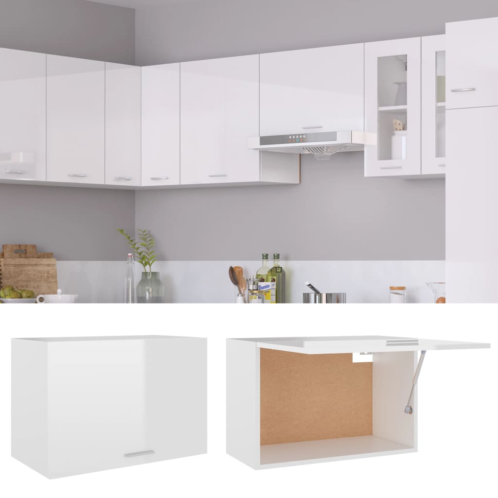 vidaXL köögikapp, kõrgläikega valge, 60 x 31 x 40 cm, puitlaastplaat