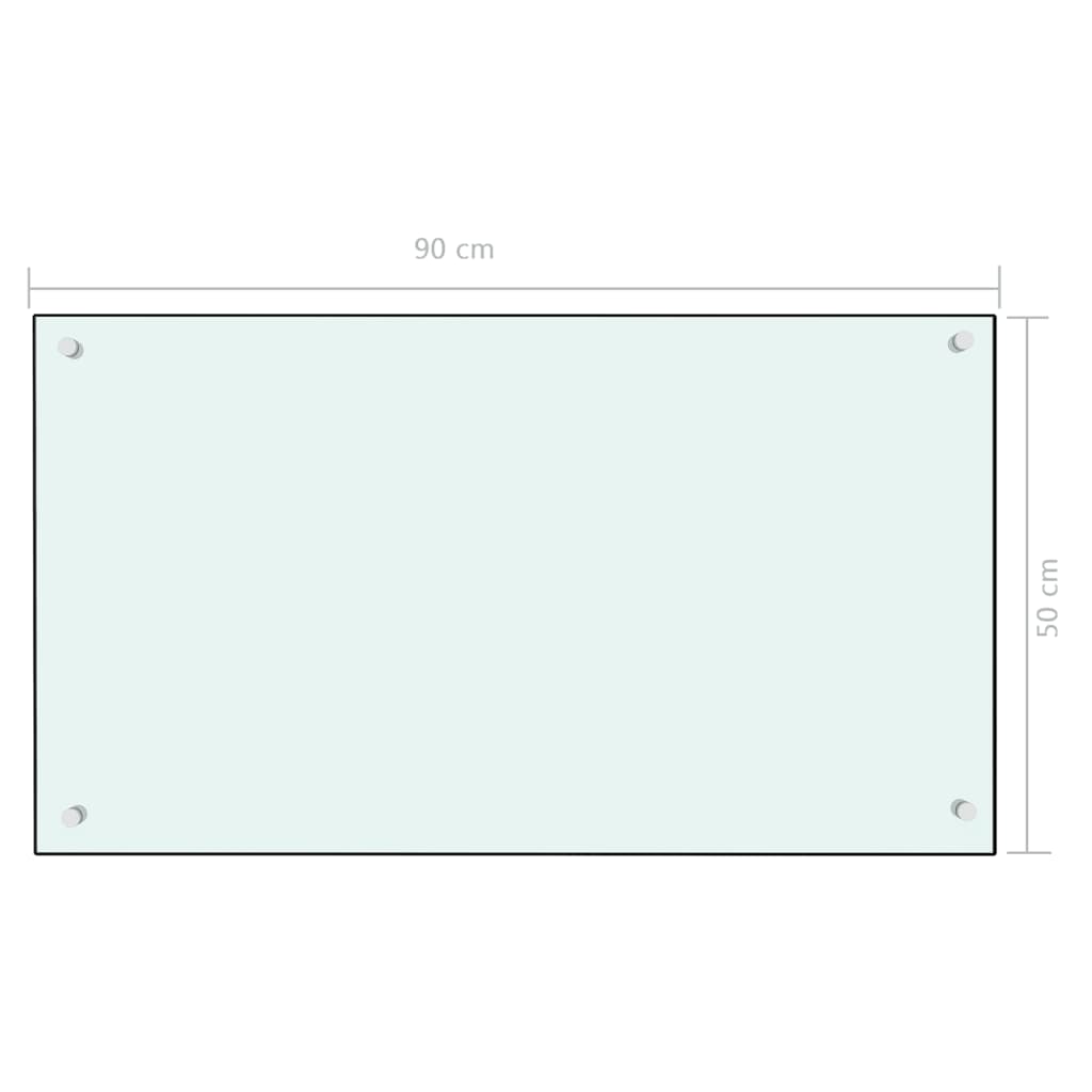 vidaXL köögi pritsmekaitse, valge, 90 x 50 cm, karastatud klaas