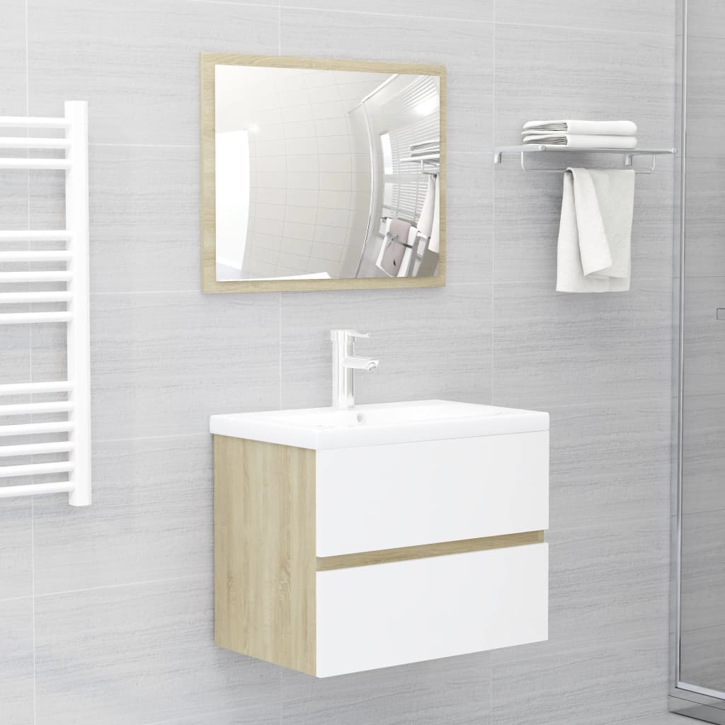 vidaXL 2-osaline vannitoamööbli komplekt, valge, Sonoma puitlaastplaat