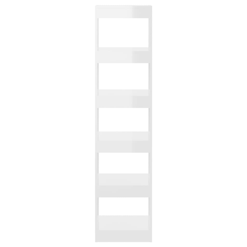 vidaXL raamaturiiul/ruumijagaja kõrgläikega valge 40x30x166 cm