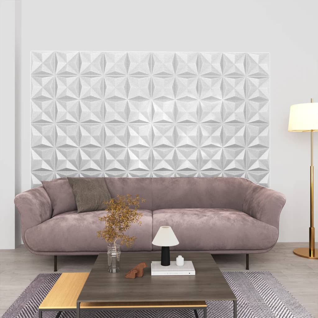 vidaXL 3D seinapaneelid, 24 tk, 50x50 cm, origamivalge, 6 m²