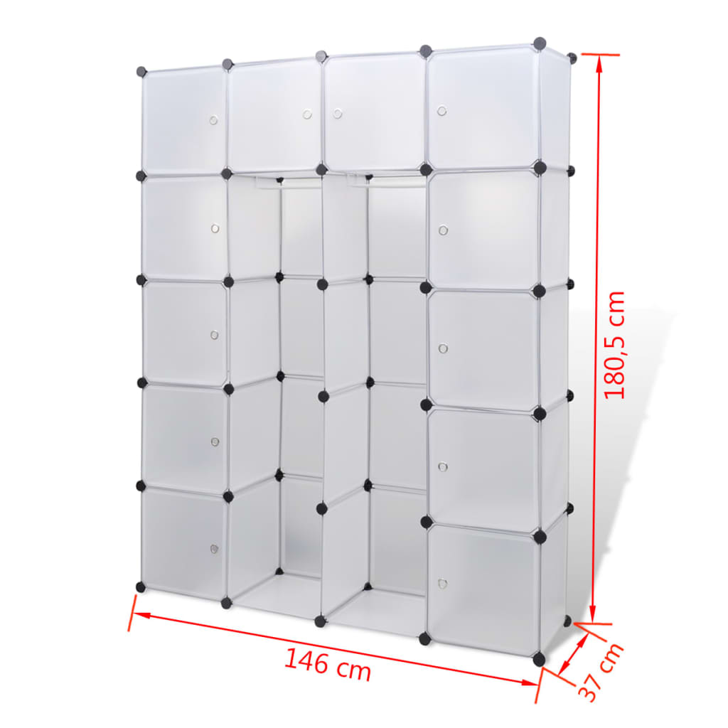 vidaXL modulaarne kapp 14 sektsiooni, valge 37 x 146 x 180,5 cm