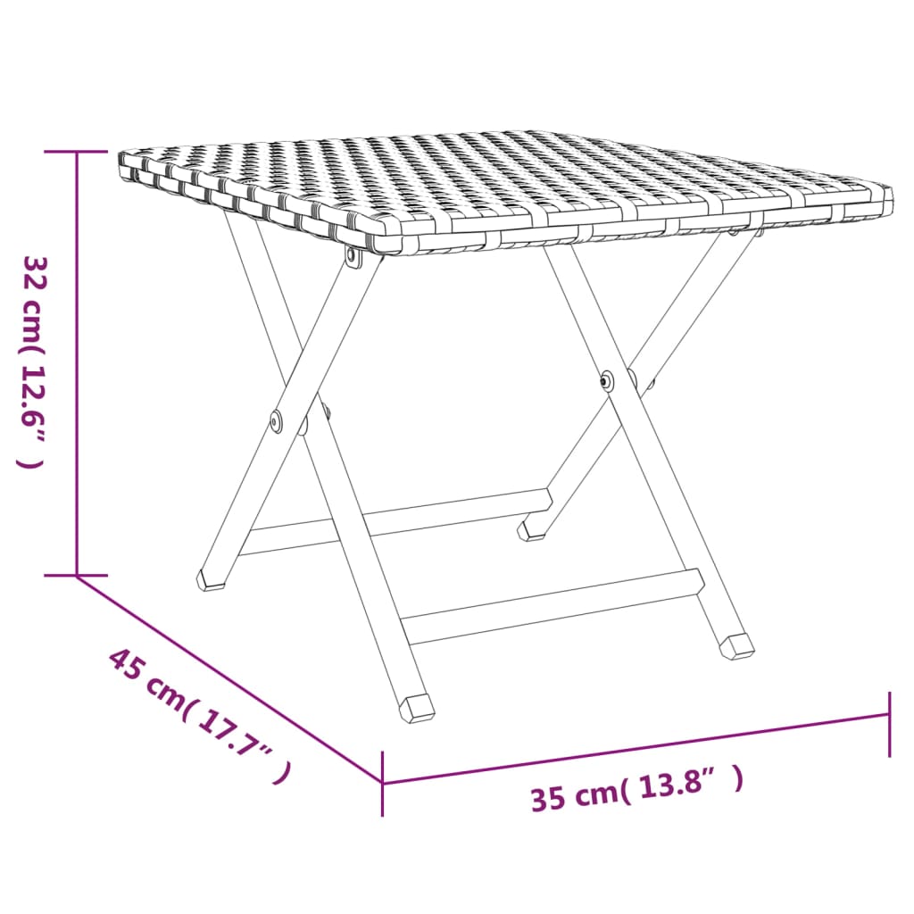 vidaXL kokkupandav laud, pruun, 45 x 35 x 32 cm, polürotang