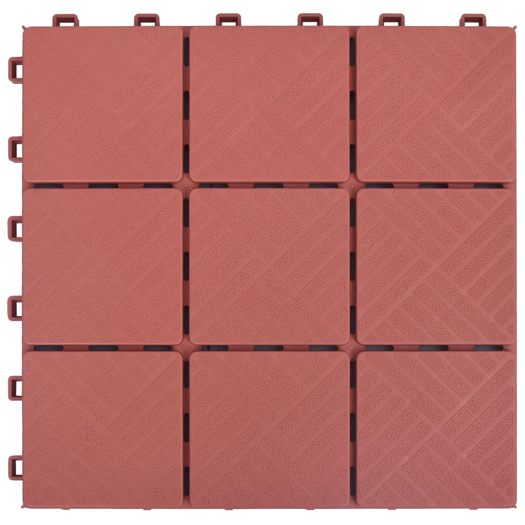vidaXL terrassiplaadid 10 tk, punane, 30,5 x 30,5 cm, plast