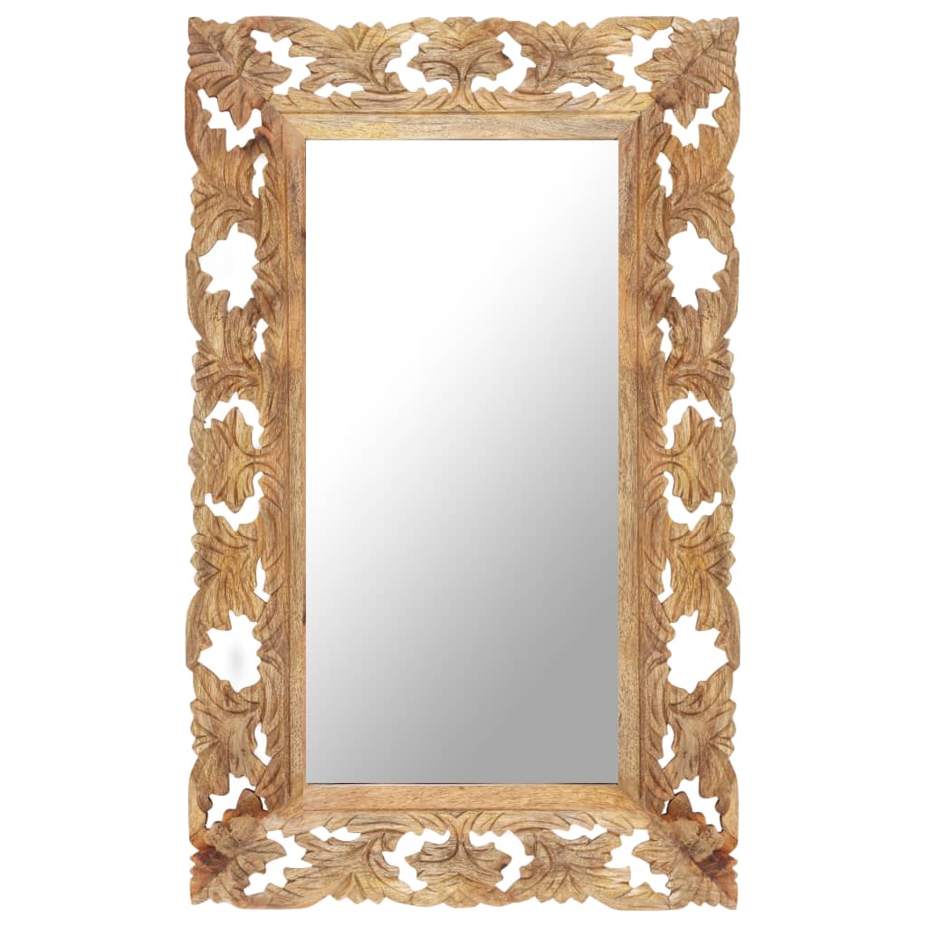 vidaXL, käsitsi nikerdatud peegel, pruun, 80 x 50 cm, mangopuit