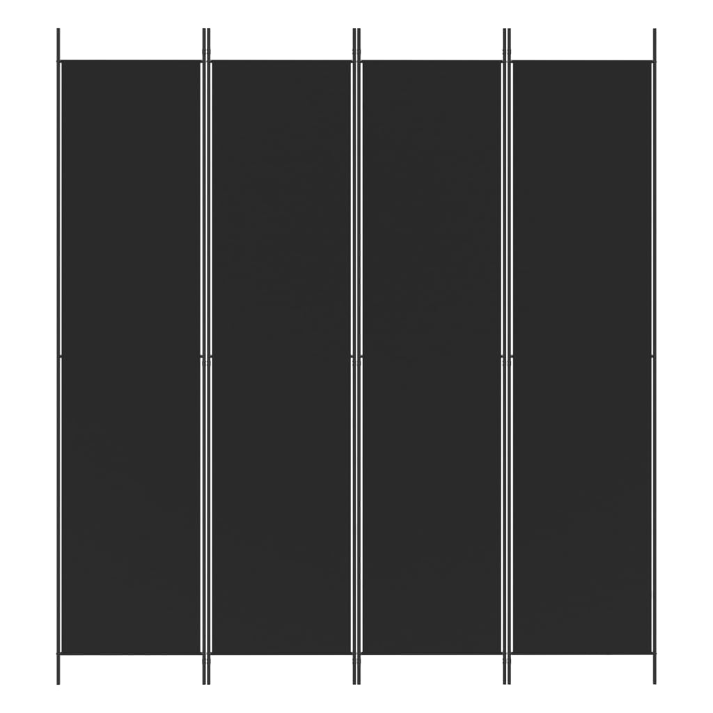 vidaXL 4 paneeliga ruumijagaja, must, 200 x 220 cm, kangas