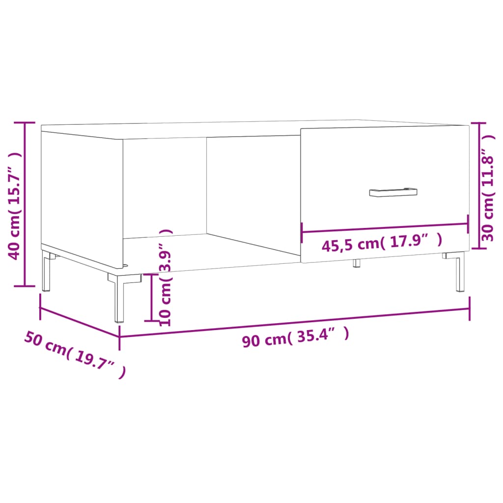 vidaXL kohvilaud, betoonhall, 90 x 50 x 40 cm, tehispuit