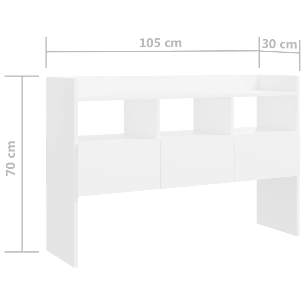 vidaXL puhvetkapp, valge, 105 x 30 x 70 cm puitlaastplaat