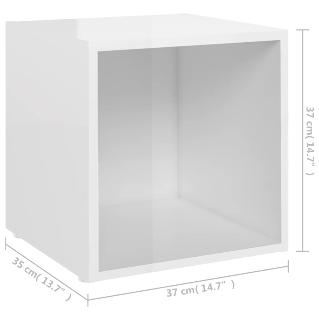 vidaXL telerikapid 2 tk, kõrgläikega valge, 37x35x37 cm puitlaastplaat