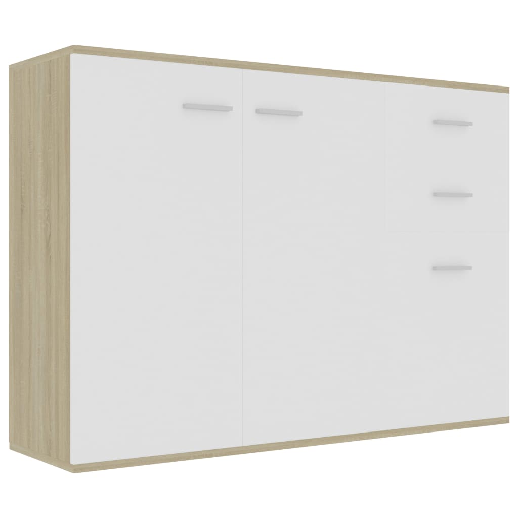 vidaXL puhvetkapp, valge ja Sonoma tamm, 105x30x75 cm puitlaastplaat