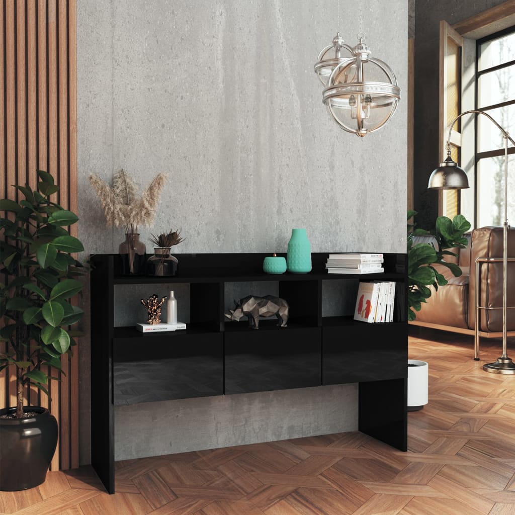vidaXL puhvetkapp, kõrgläikega must, 105 x 30 x 70 cm, puitlaastplaat