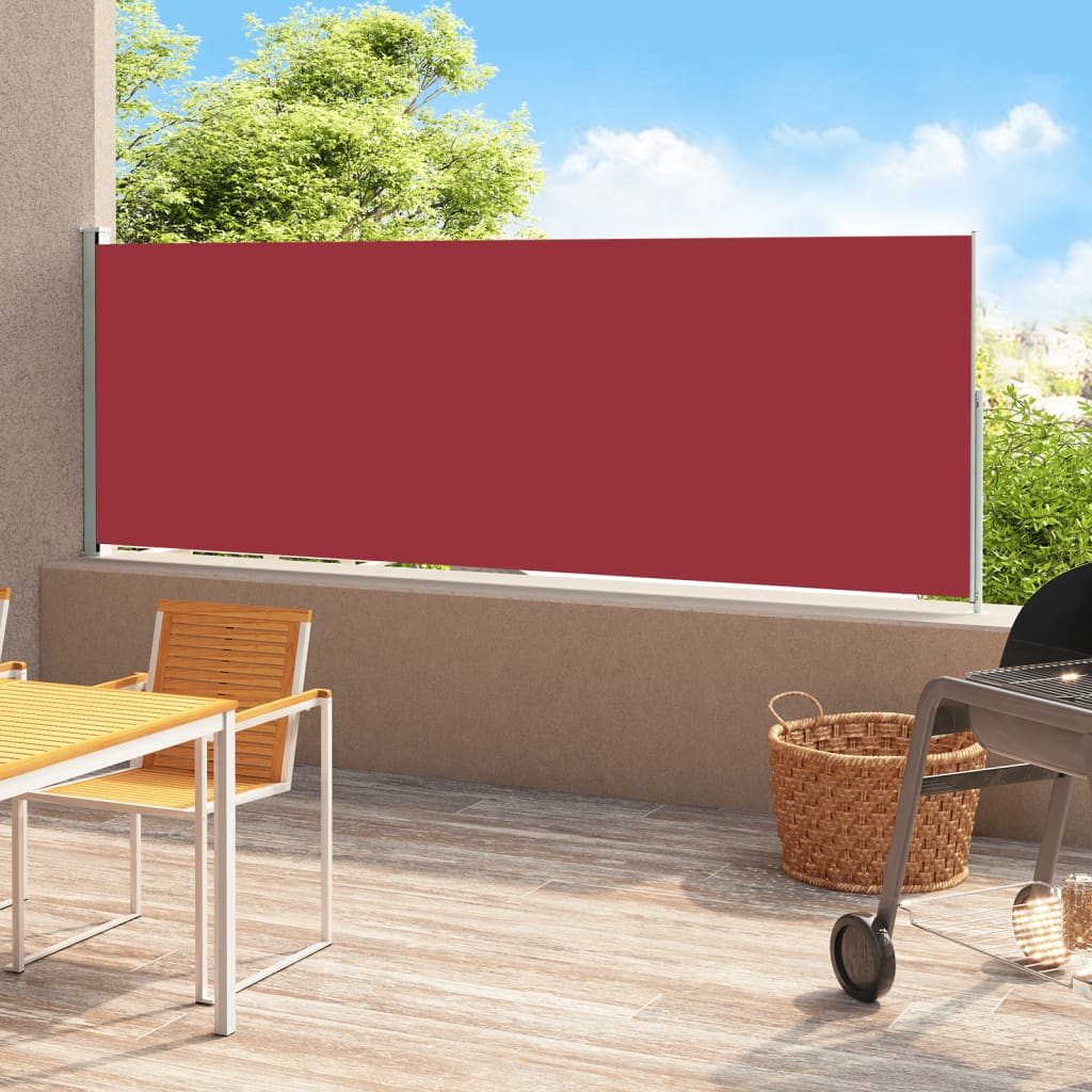 vidaXL lahtitõmmatav terrassi külgsein, 180 x 500 cm, punane