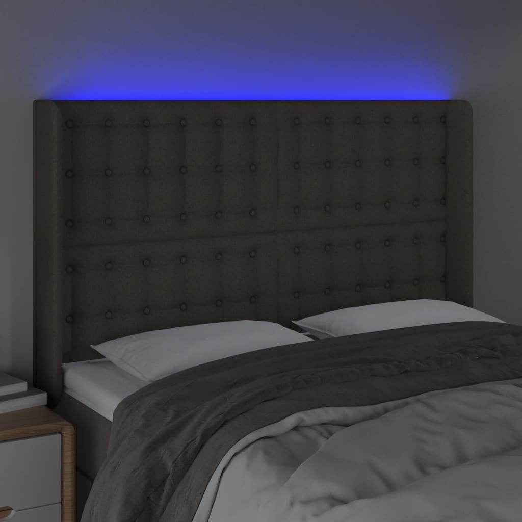 vidaXL LED-voodipeats, pruunikashall, 147x16x118/128 cm, kangas