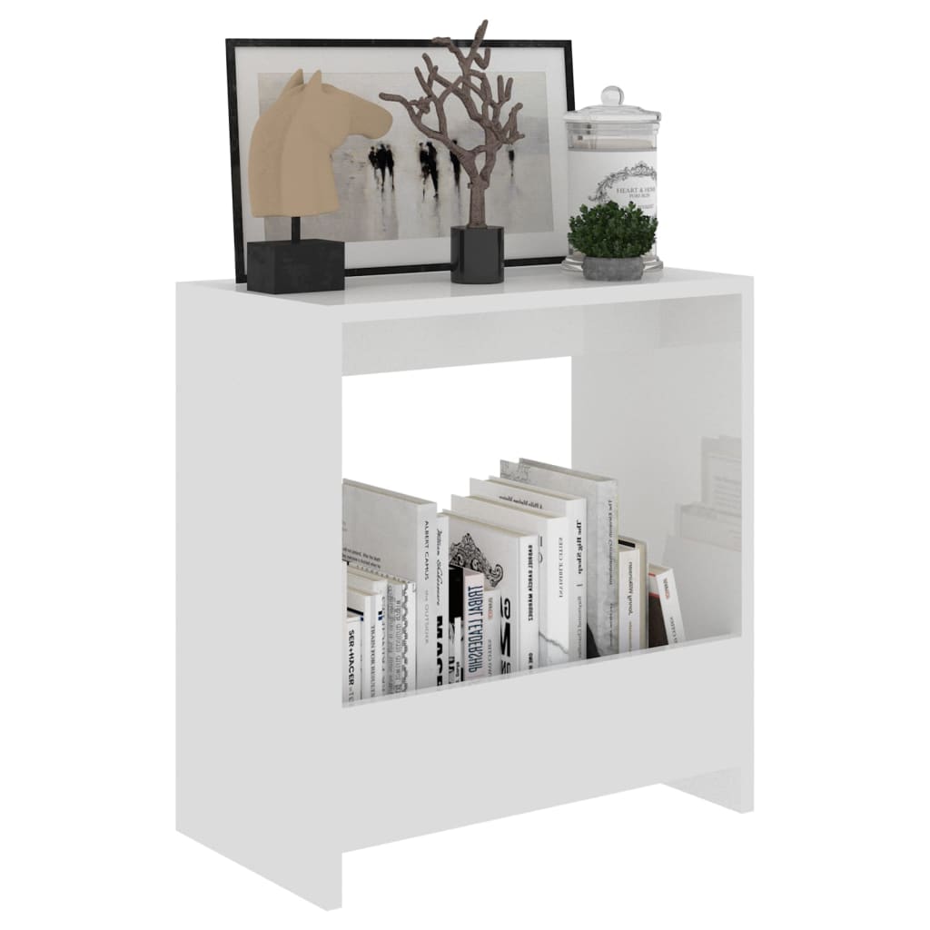 vidaXL lisalaud, kõrgläikega, valge, 50x26x50 cm puitlaastplaat