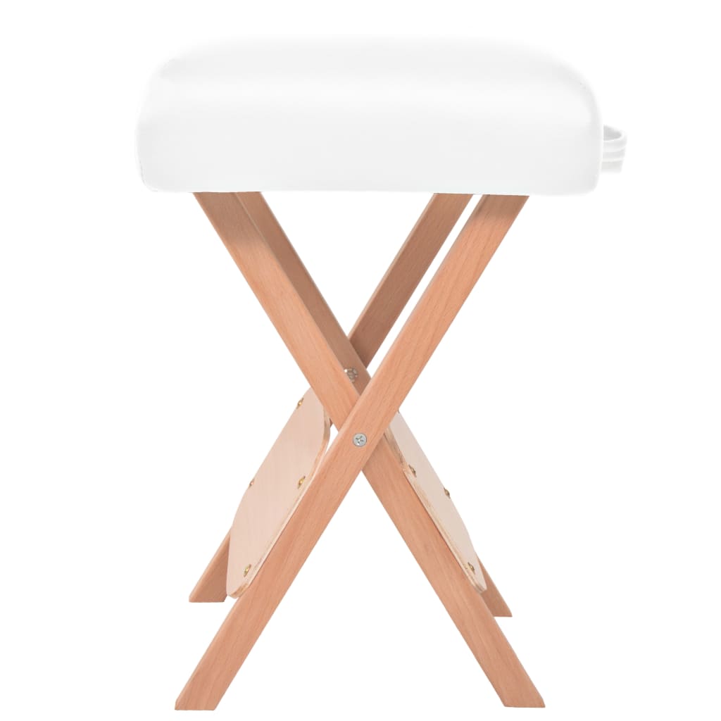 vidaXL 3-tsooniline kokkupandav massaažilaud ja -tool 10 cm, valge