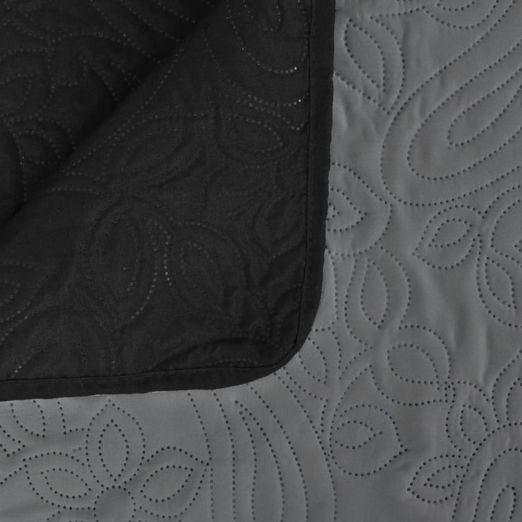 vidaXL kahepoolne tepitud voodikate, hall ja must, 230 x 260 cm