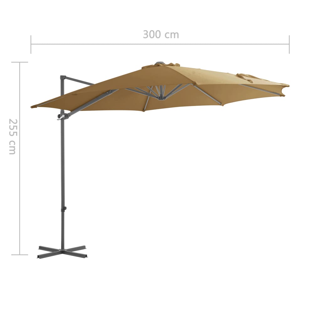 vidaXL konsooldisainiga päikesevari, teraspost, pruunikashall, 300 cm