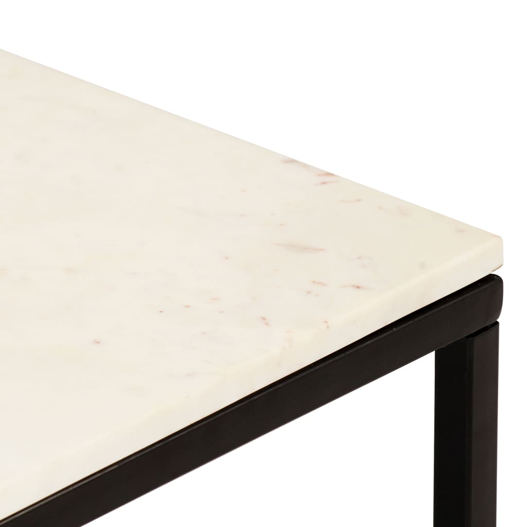 vidaXL kohvilaud, valge, 40x40x35 cm, ehtne kivi marmori tekstuuriga