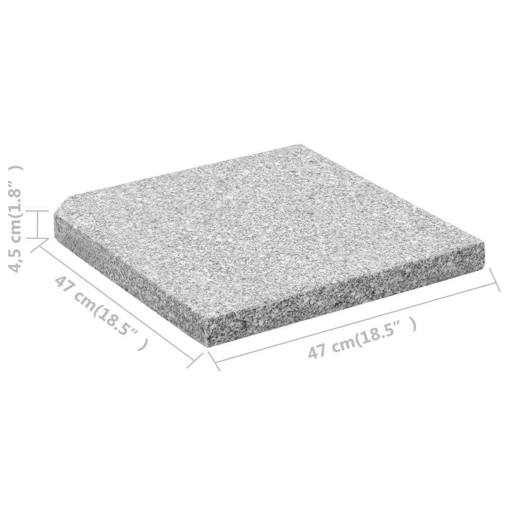 vidaXL päevavarju raskusplaadid, 4 tk, hall graniit, kandiline, 100 kg