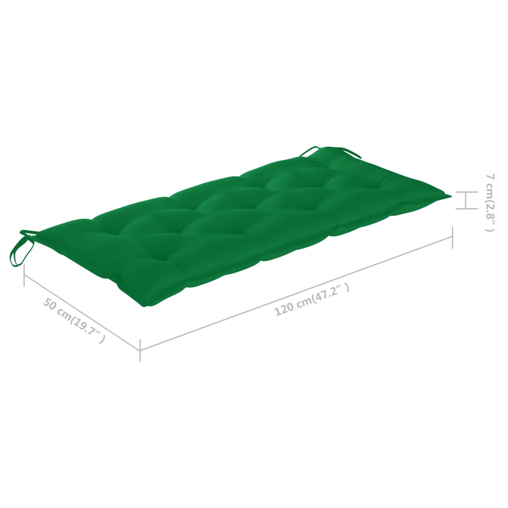 vidaXL aiapink rohelise padjaga, 120 cm, toekas tiikpuu