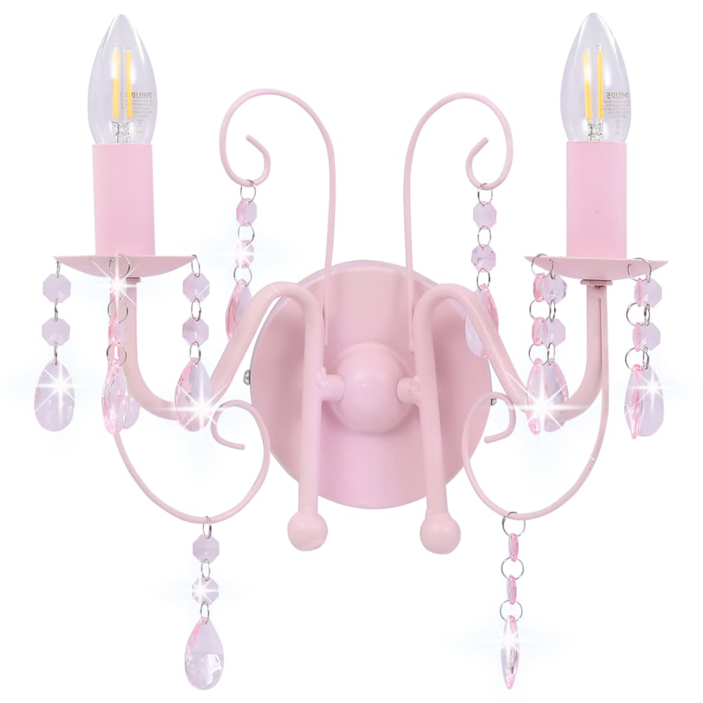 vidaXL lamp helmestega roosa ümmargune 2 x E14 pirni