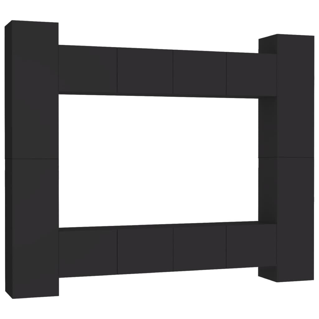 vidaXL 8-osaline telerikappide komplekt, must, puitlaastplaat