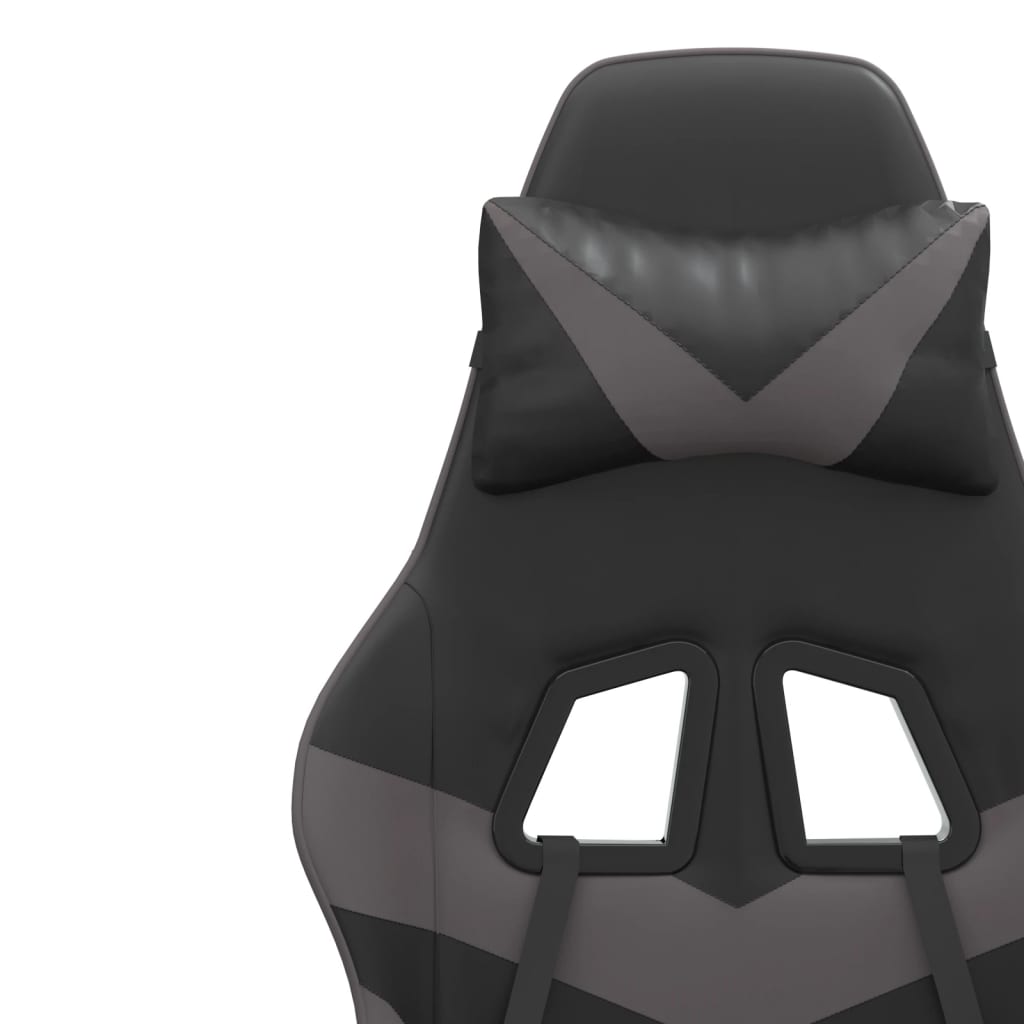 vidaXL pööratav mänguritool jalatoega, must ja hall, kunstnahk