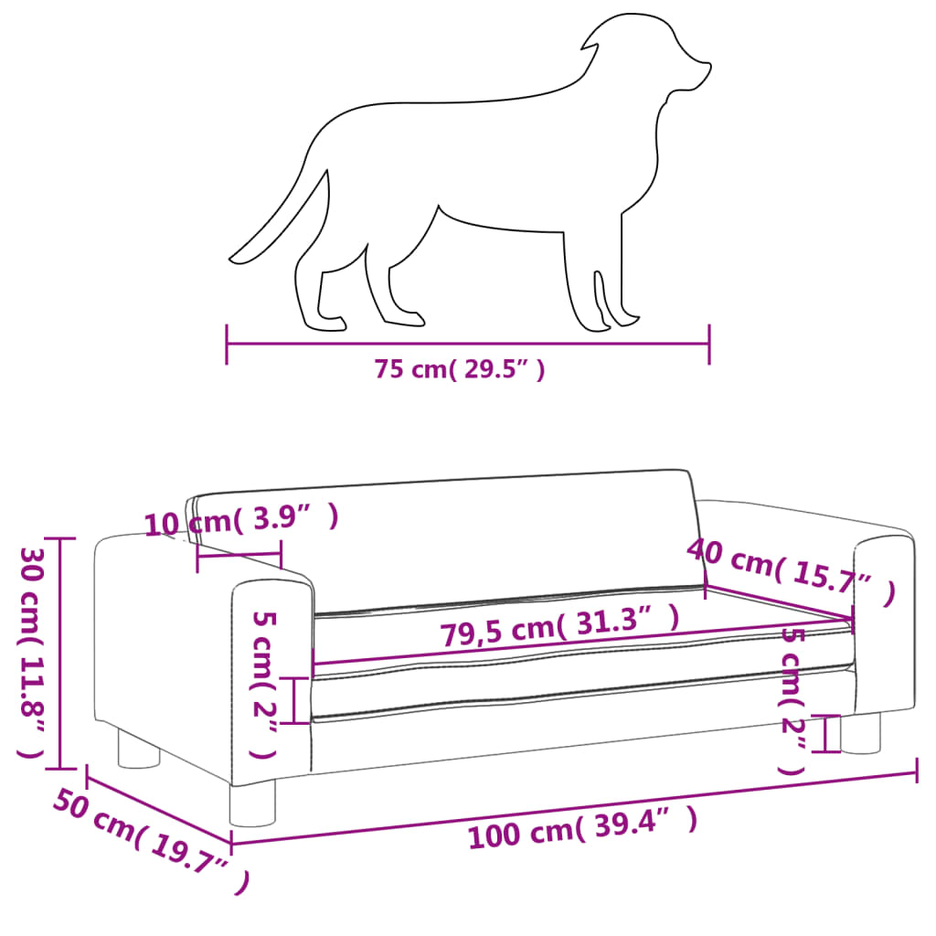 vidaXL koeravoodi laiendusega, must, 100 x 50 x 30 cm, samet