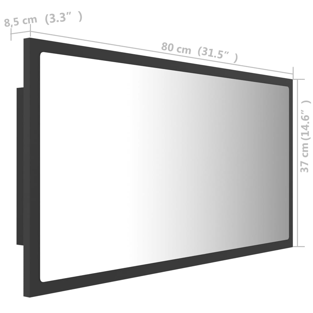 vidaXL LED vannitoa peeglikapp, hall, 80x8,5x37 cm, akrüül