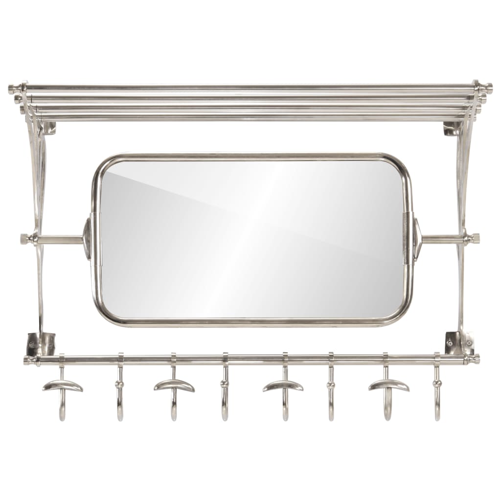 vidaXL seinale kinnitatav riiul koos nagide ja peegliga, alumiinium