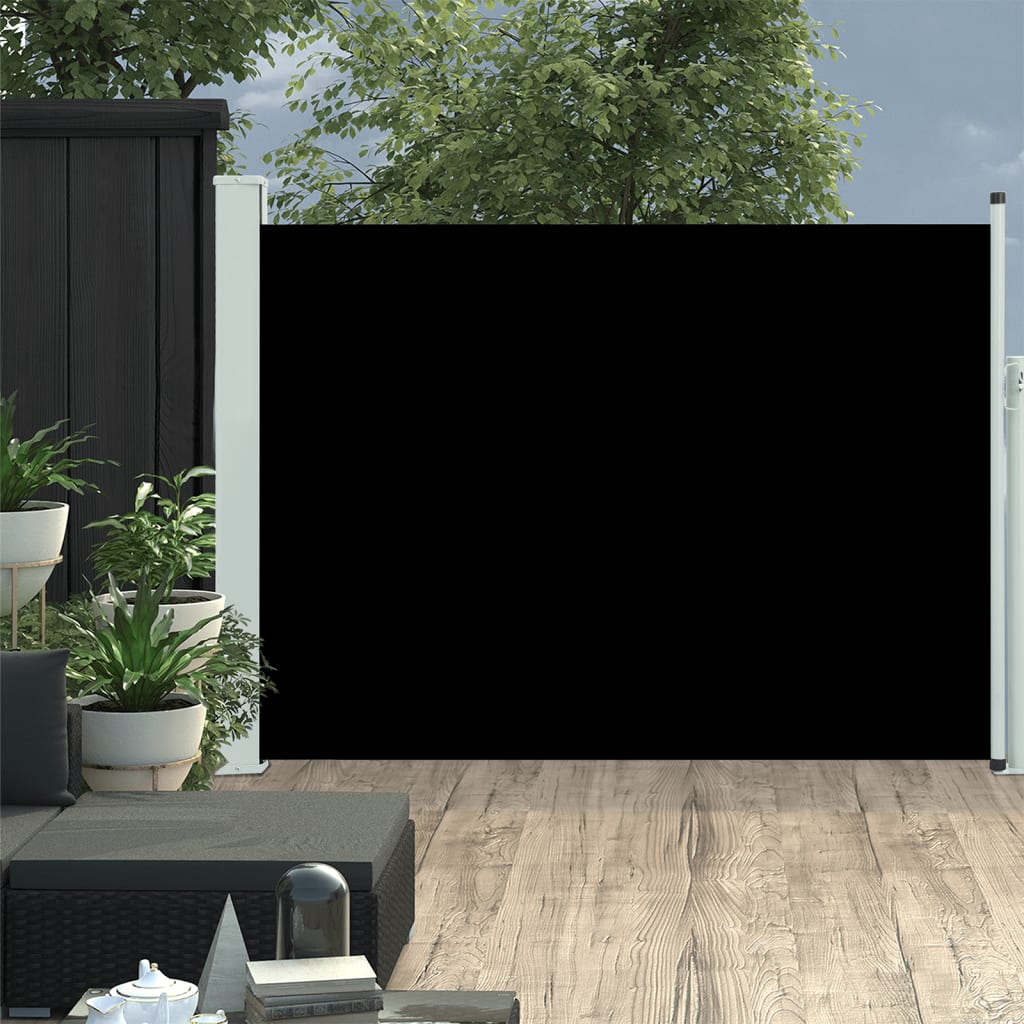 vidaXL lahtitõmmatav terrassi külgsein, 120 x 500 cm, must