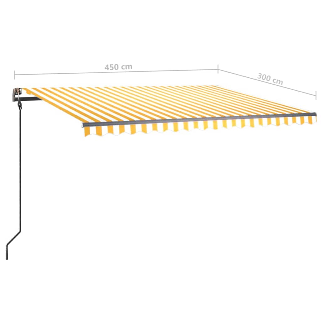vidaXL automaatne varikatus LED ja tuuleandur 4,5x3 m kollane ja valge