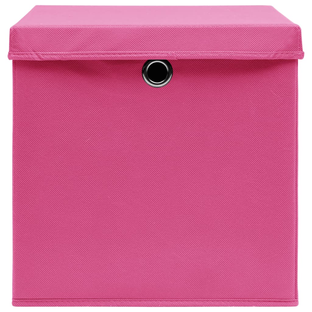 vidaXL hoiukastid kaanega 10 tk, 28 x 28 x 28 cm, roosa