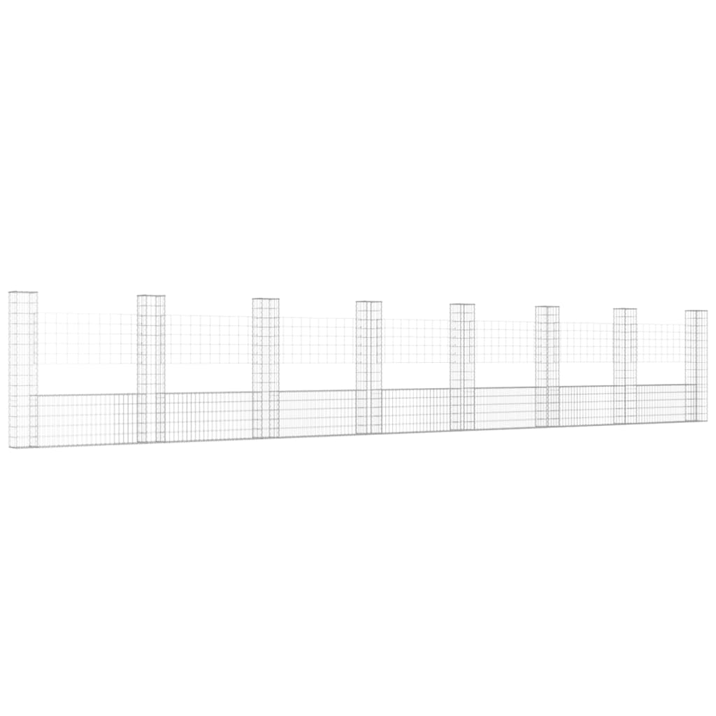 vidaXL U-kujuline gabioonkorv 8 postiga, raud, 860x20x150 cm
