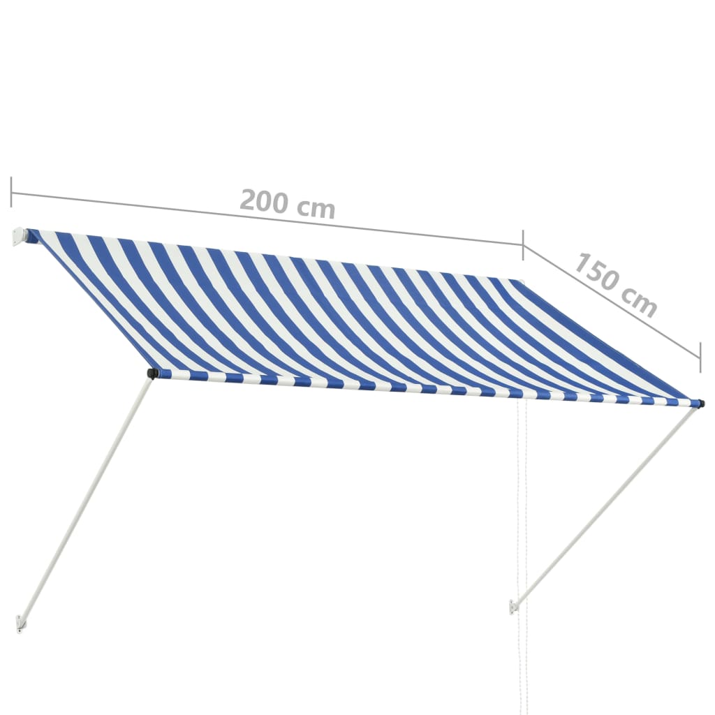 vidaXL kokkupandav varikatus, 200 x 150 cm, sinine ja valge