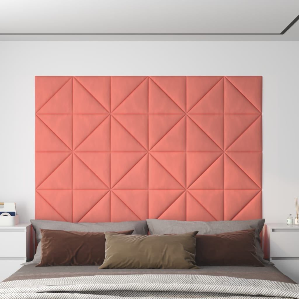 vidaXL seinapaneelid 12 tk, roosa, 30x30 cm, samet, 0,54 m²