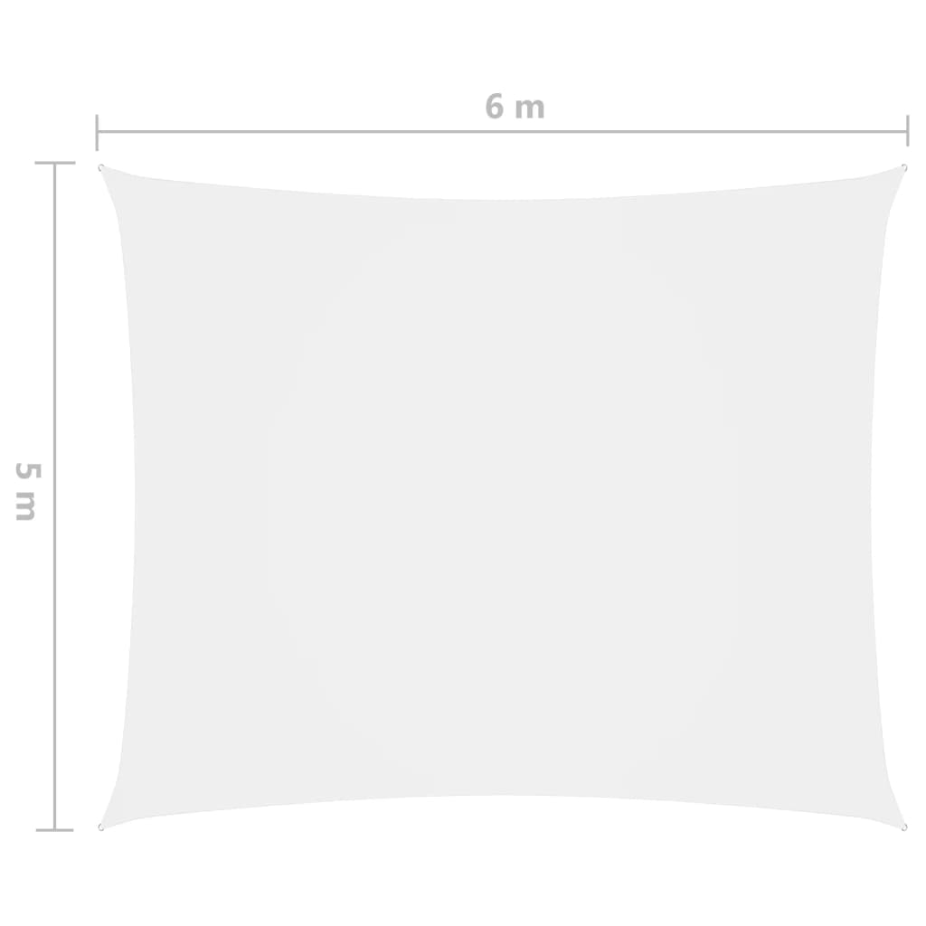 vidaXL oxford-kangast päikesepuri, ristkülikukujuline, 5 x 6 m, valge