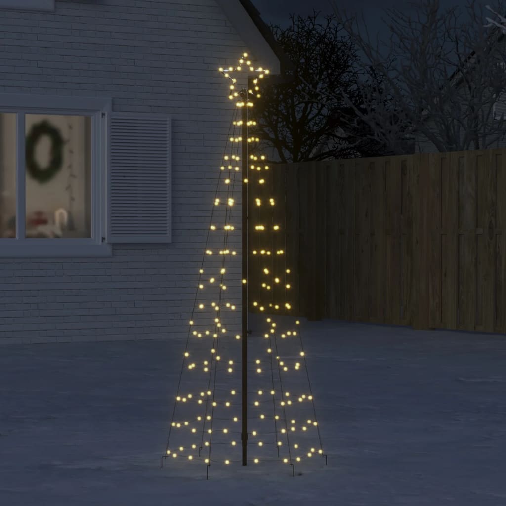 vidaXL koonusekujuline valgustusega jõulupuu 220 LEDi soe valge 180 cm