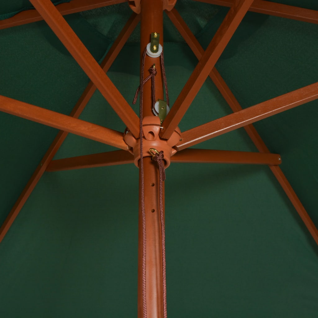 vidaXL päikesevari 270 x 270 cm puidust postiga, roheline