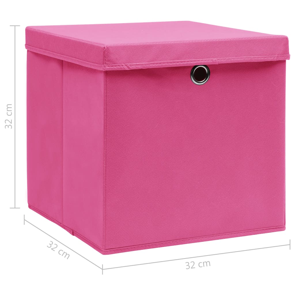 vidaXL hoiukastid kaantega 10 tk, roosa, 32 x 32 x 32 cm, kangas