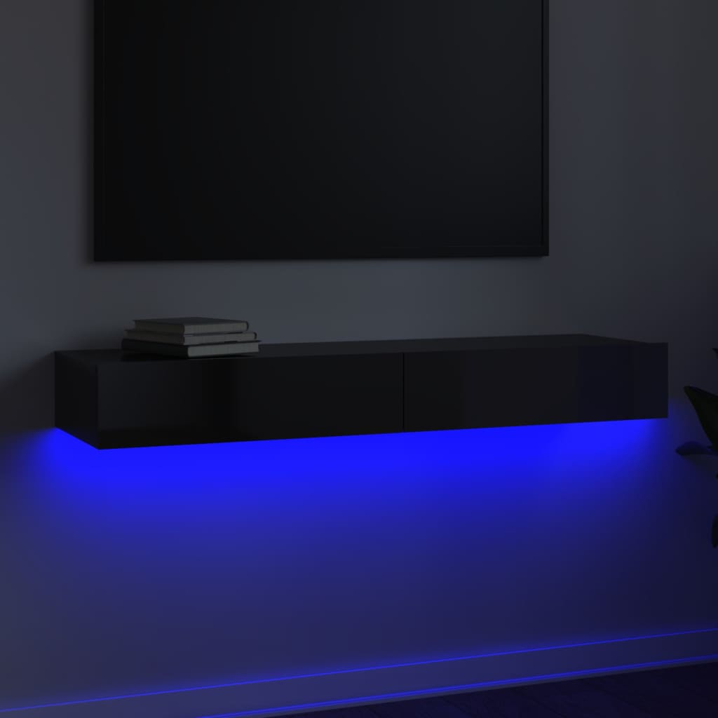 vidaXL telerialus LED-tuledega, kõrgläikega hall, 120x35x15,5 cm