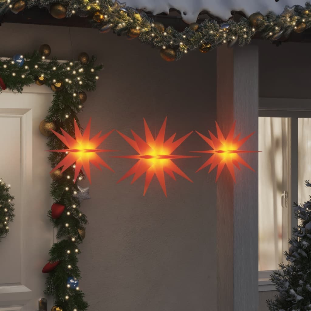 vidaXL jõulutuled LED-valgustusega 3 tk, kokkupandav, punane