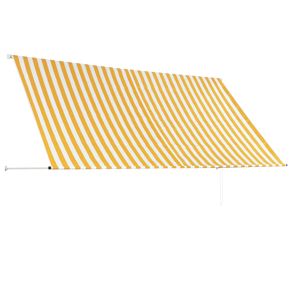vidaXL sissetõmmatav varikatus, 300 x 150 cm, kollane ja valge