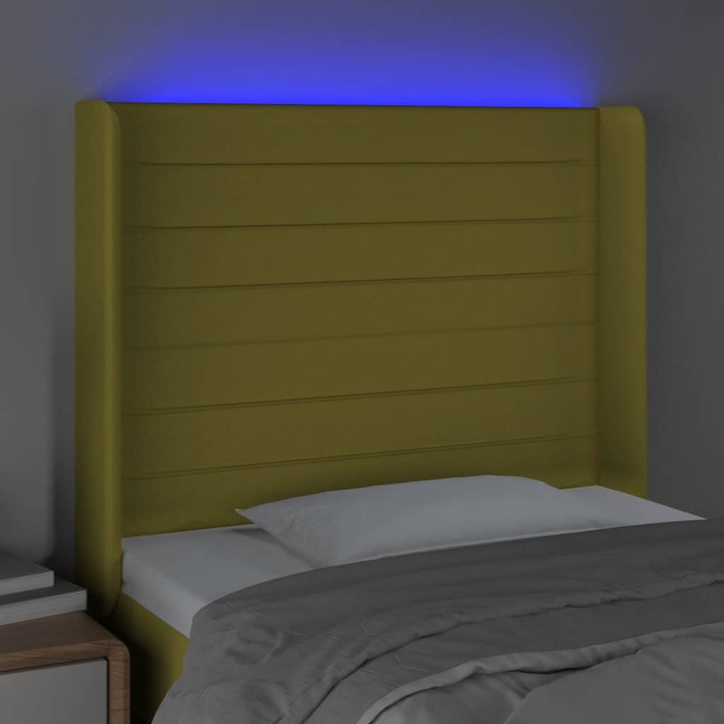 vidaXL LED-voodipeats, roheline, 83x16x118/128 cm, kangas