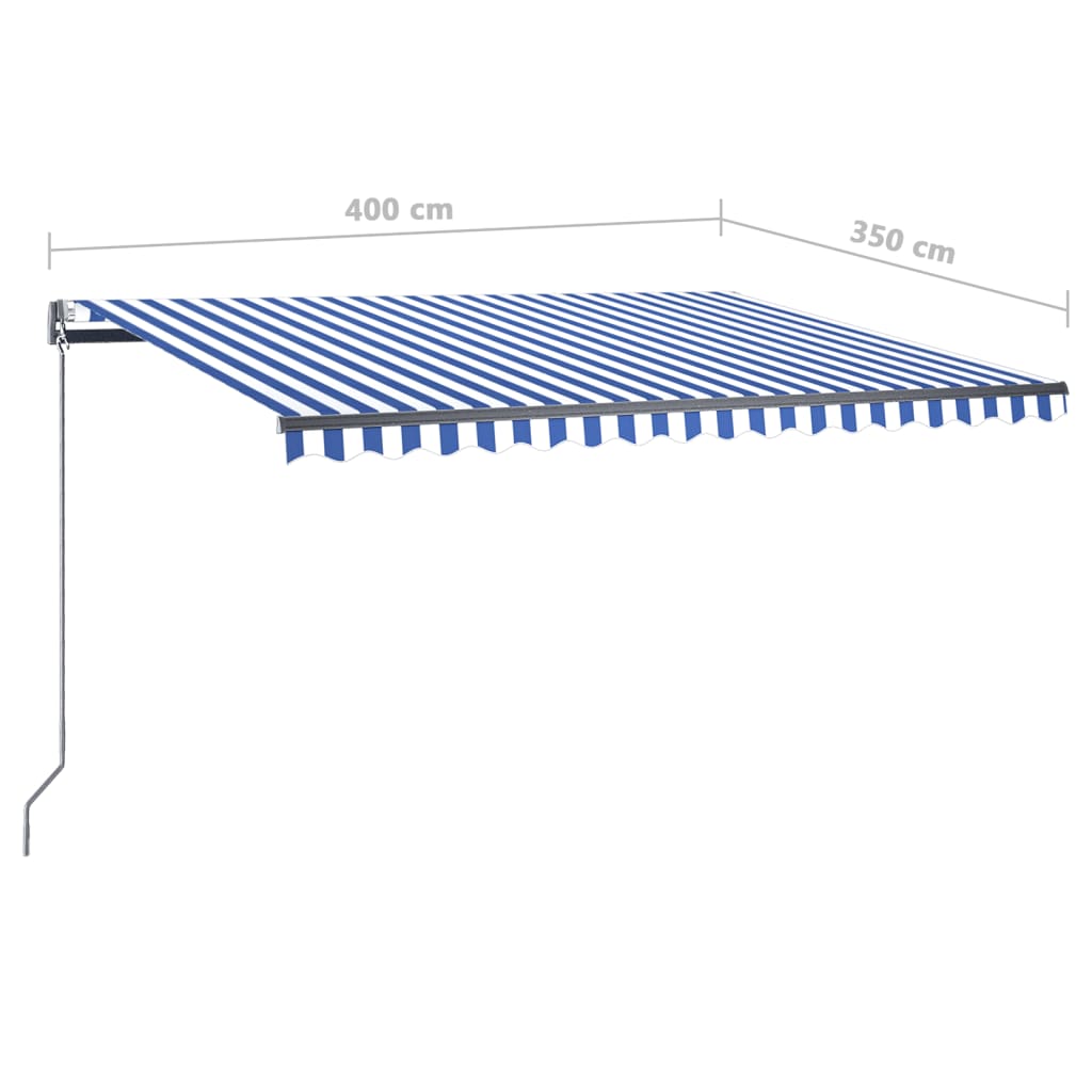 vidaXL iseseisev automaatne varikatus, 400 x 350 cm, sinine/valge