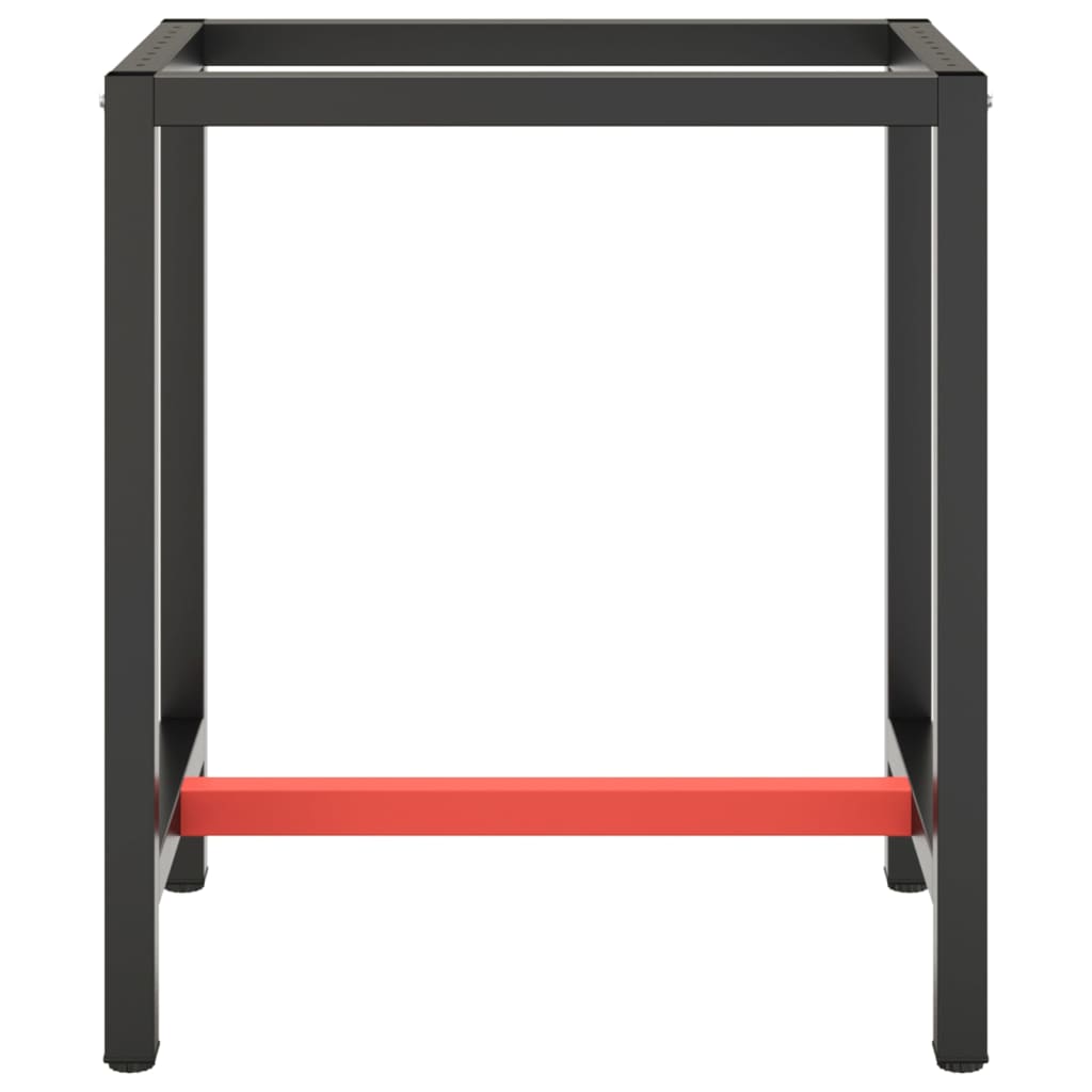 vidaXL tööpingi raam, must ja matt punane, 70x50x79 cm, metall