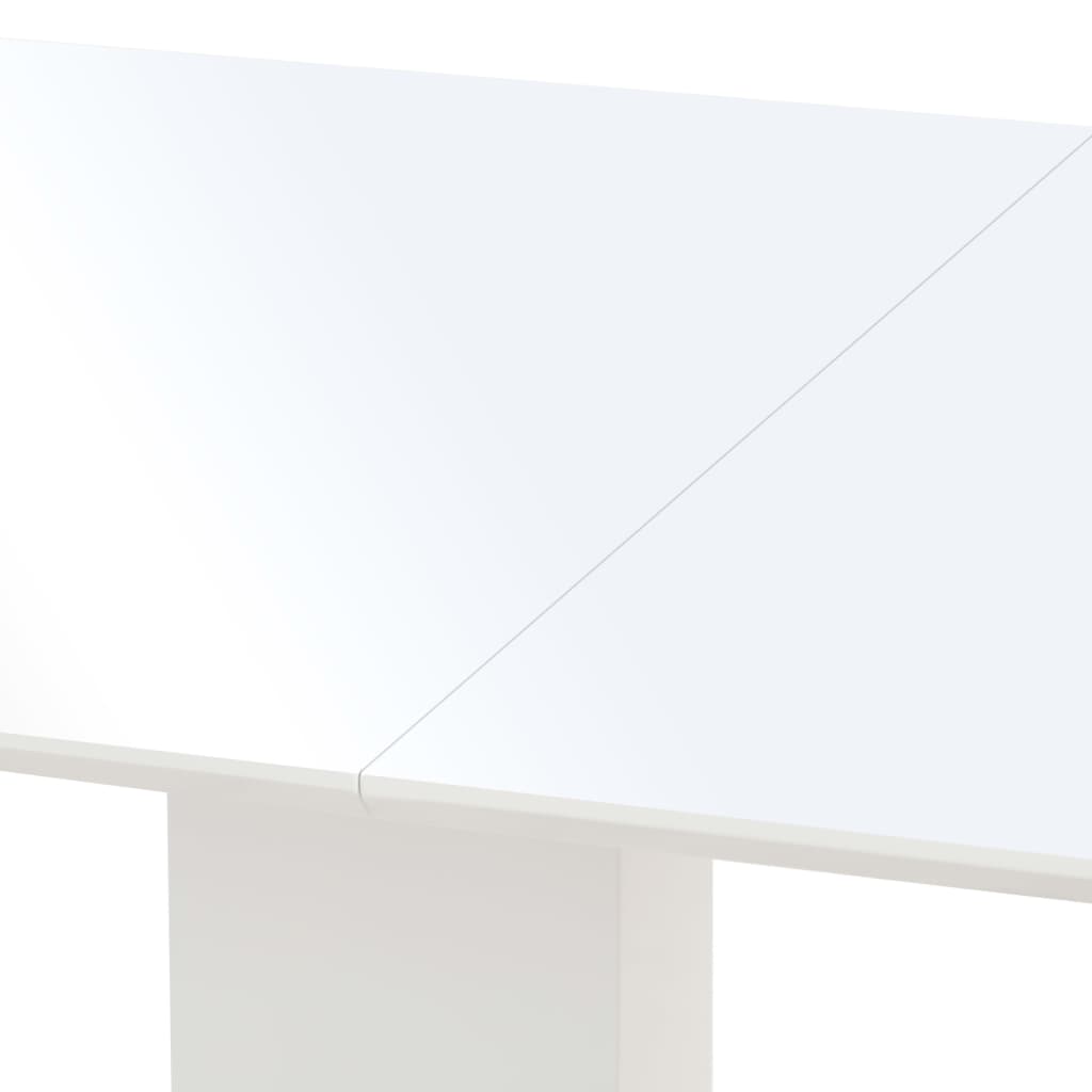 vidaXL söögilaud, kõrgläikega, valge, 180 x 90 x 76 cm, MDF