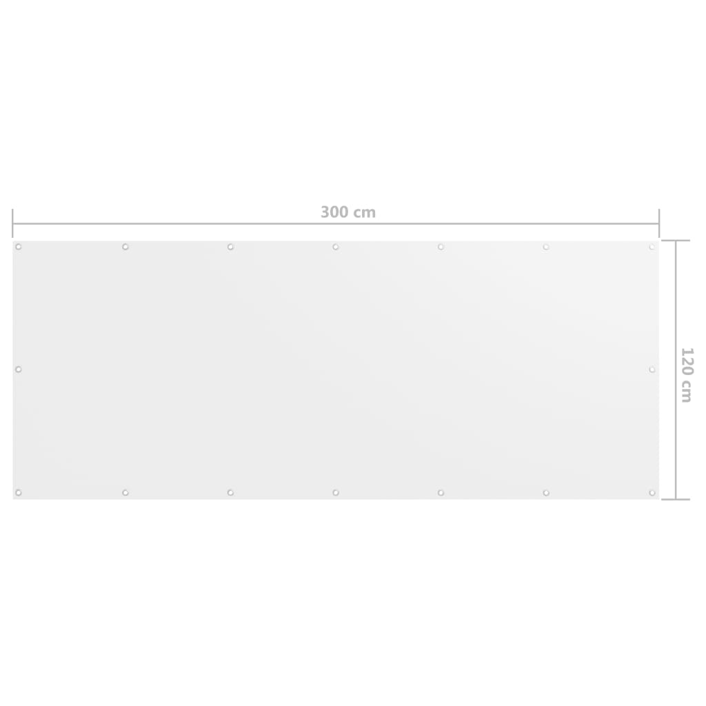 vidaXL rõdusirm, valge, 120 x 300 cm, oxford-kangas