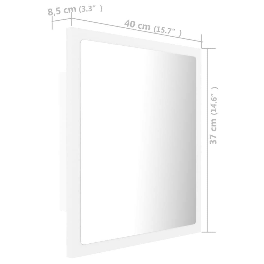 vidaXL LED vannitoa peeglikapp, valge, 40 x 8,5 x 37 cm, akrüül