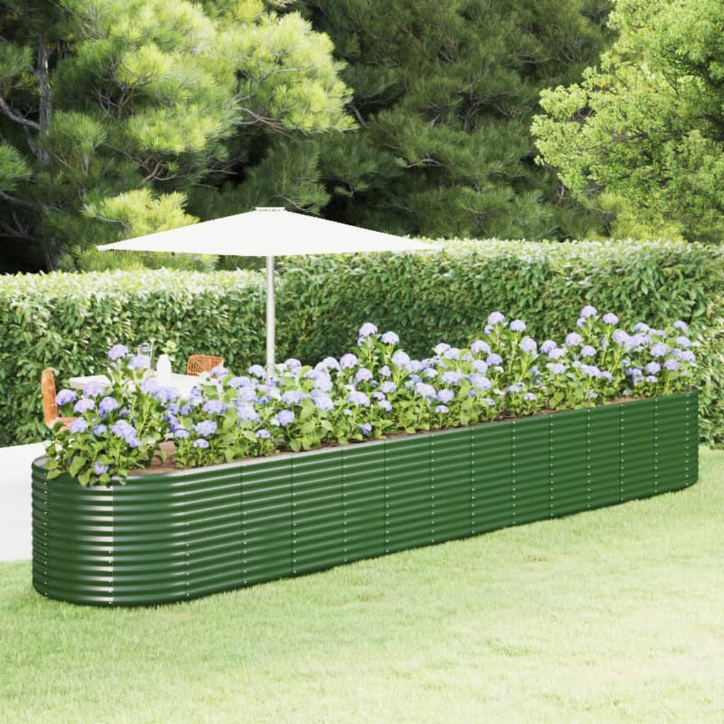 vidaXL aia taimelava, roheline, 554x100x68 cm, pulbervärvitud teras
